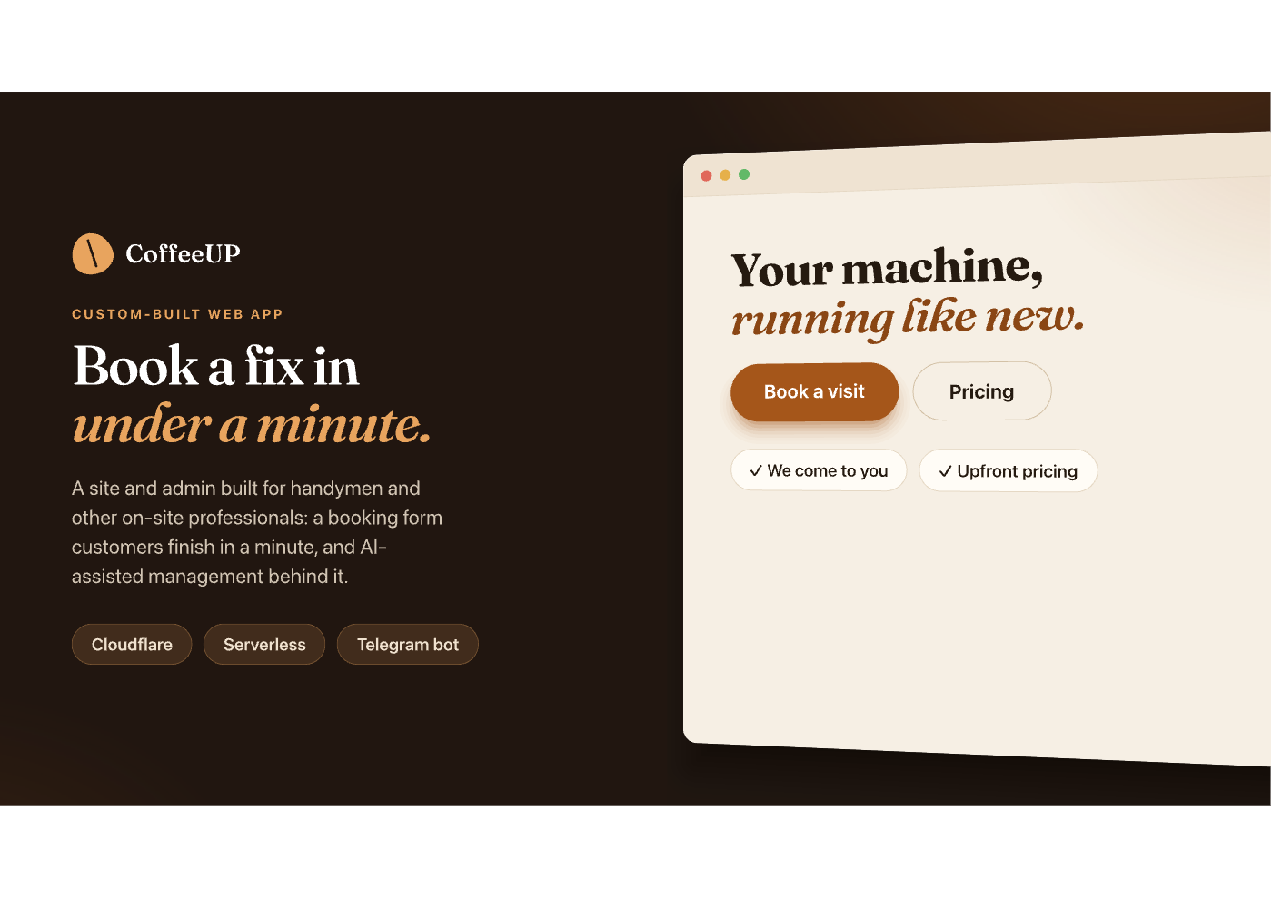 CoffeeUP landing page